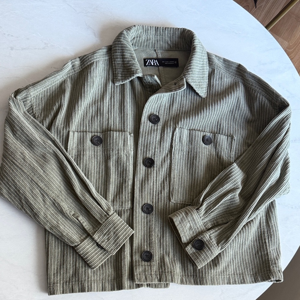 Zara Sage Green Striped Jacket